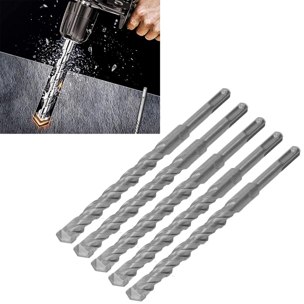 5pcs 2 Flute Spiral Rotary Hammer Drill Bits Carbide Tip Concrete Drill Bits For Masonry