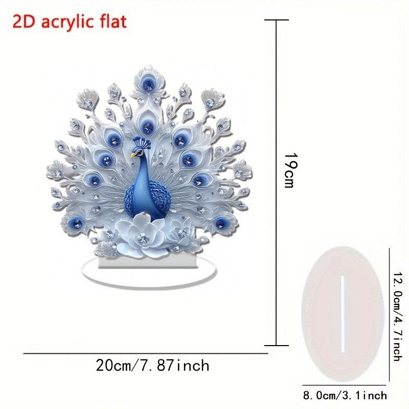 1PC animal series white and blue peacock open screen desktop ornament home living room study ornament gift character