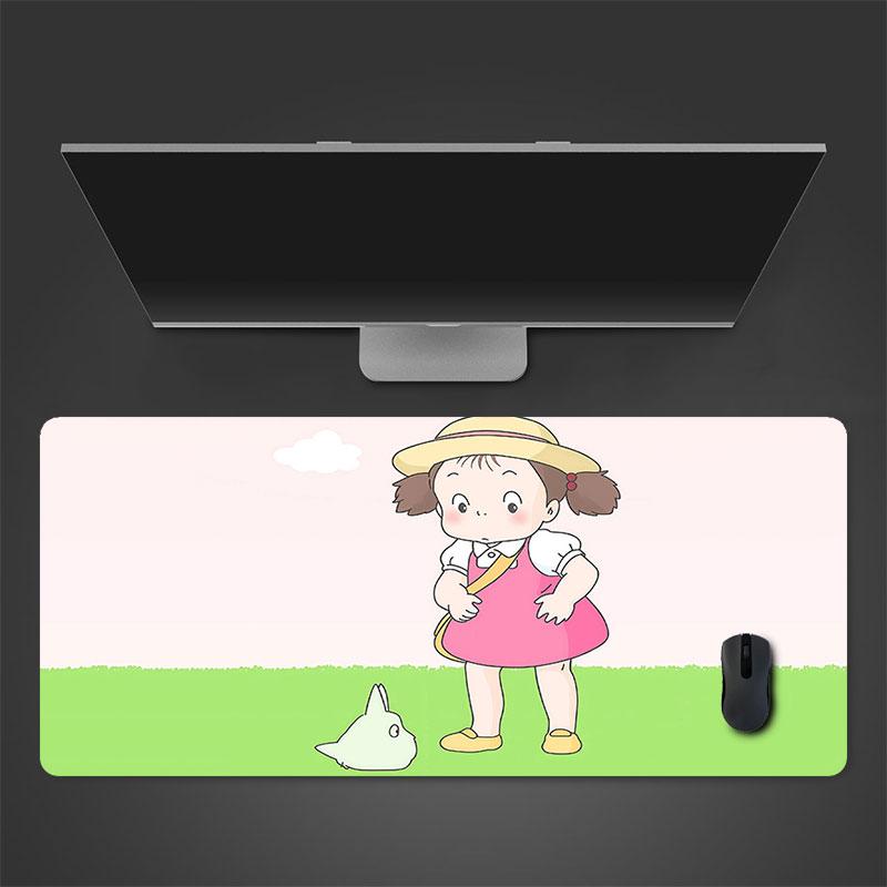 Mei Kusakabe Cartoon Mouse Pad, Large Gaming Desk Mat, Non-slip XXL Mousepad for Laptop & Tablet, Mini PC Playmat with Stitched Edges