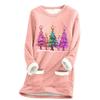 Ladies' Loose And Comfortable Round Neck Christmas Print Thick With Pockets Long Sleeved Top