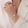 Stainless Steel Link Bracelet Fashion Gold Plated White Shell Round Charm Bracelet For Women