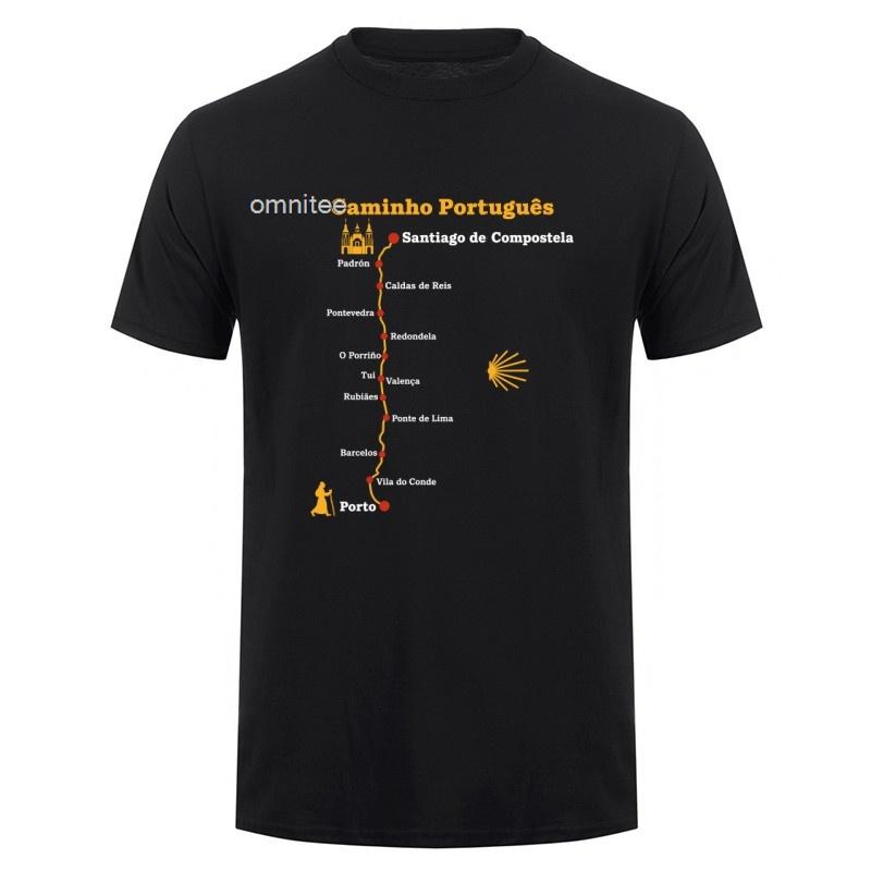 Buen Camino De Santiago St James Way Pilgrim Hiking Spain Tshirt Oneck Cotton Short Sleeve T Shirts Tops Hj116