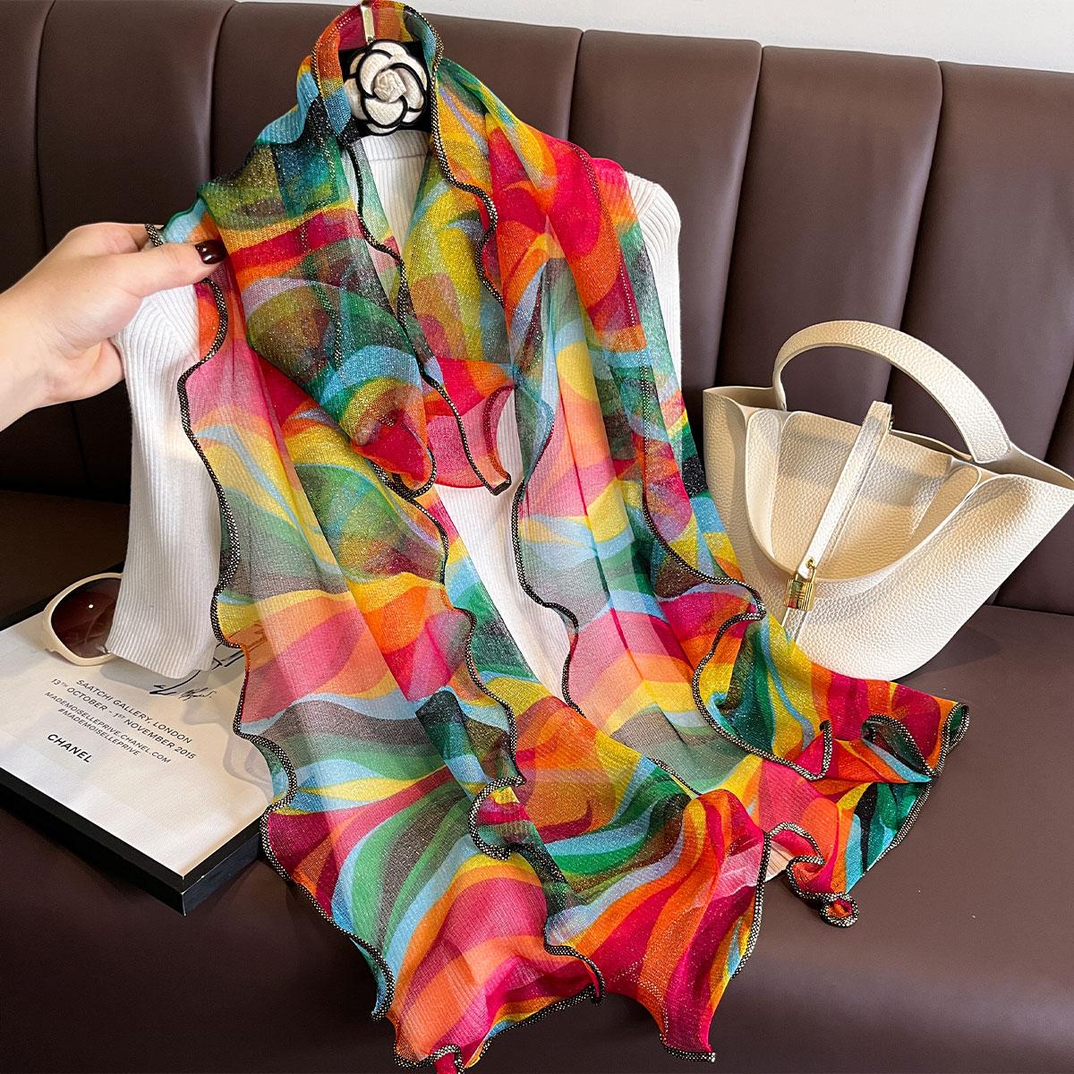 

2025 Fashion Spring/Summer Women Leopard Print Phnom Penh Headband Chiffon Scarf Shawls Female Long Wraps Beach Sunscreen Gift красный