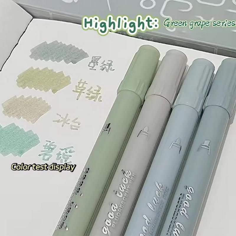4Pcs Highlighter Double Head Marker Pen High-Value Gradient Color Student Markers Cute Highlighters Stationery Supply