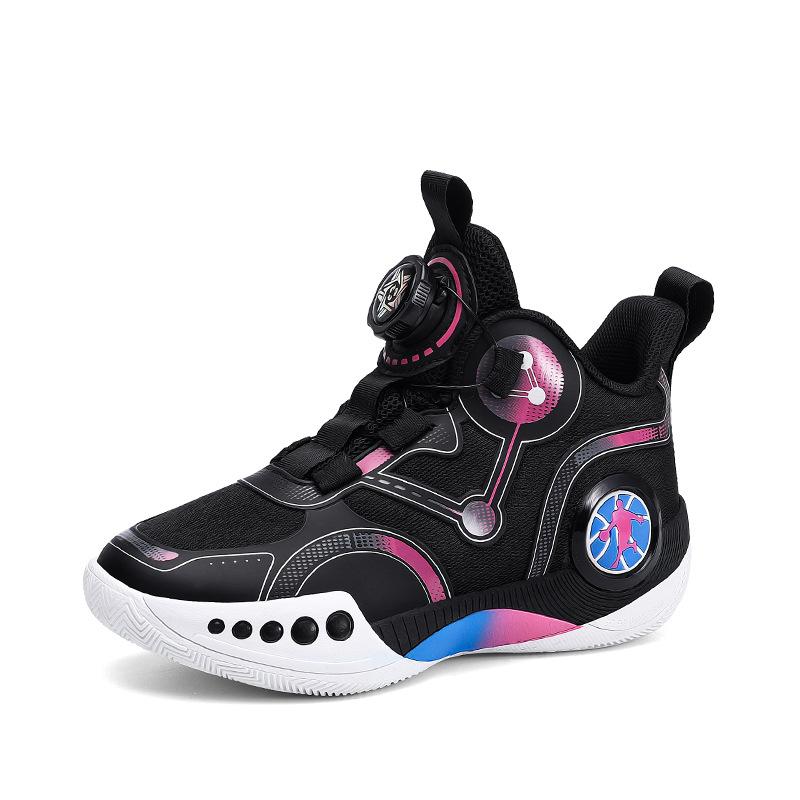 Children's Basketball Shoes Boys' Rotating Button Sports Shoes Boys' Non-slip Practical Shoes Children's Shoes