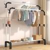 OIMG Foldable Metal Garment Rack with Storage Shelves and Wheels