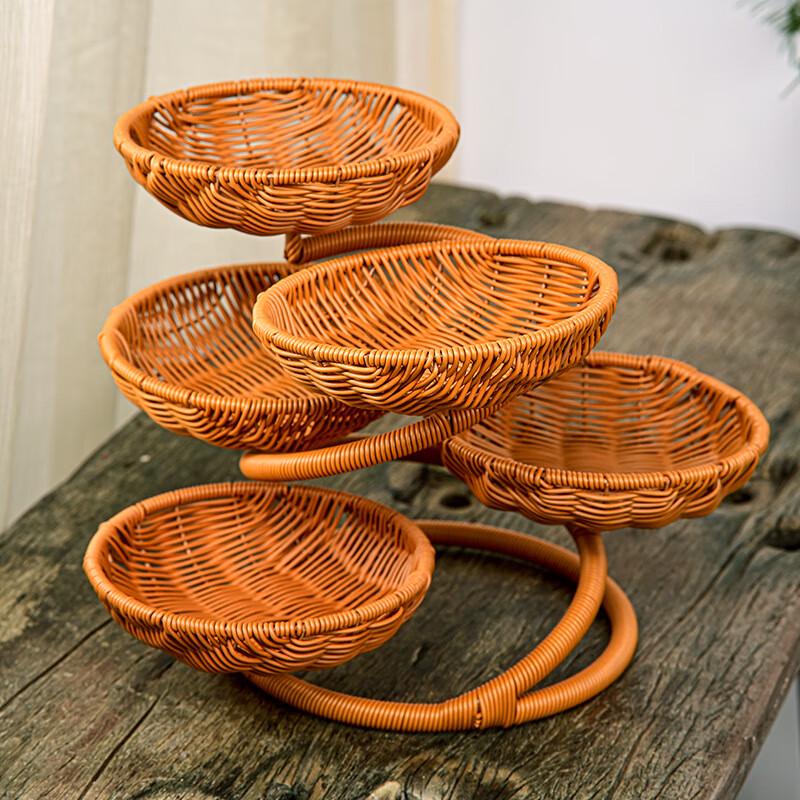 Hand-Woven Multi-Layer Imitation Rattan Storage Basket