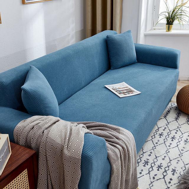 Sofa Cover Fully Wrapped Solid Color Elastic Sofa Cushion Thick Corn Fleece Four Seasons Universal Living Room Corner Cushion for Home