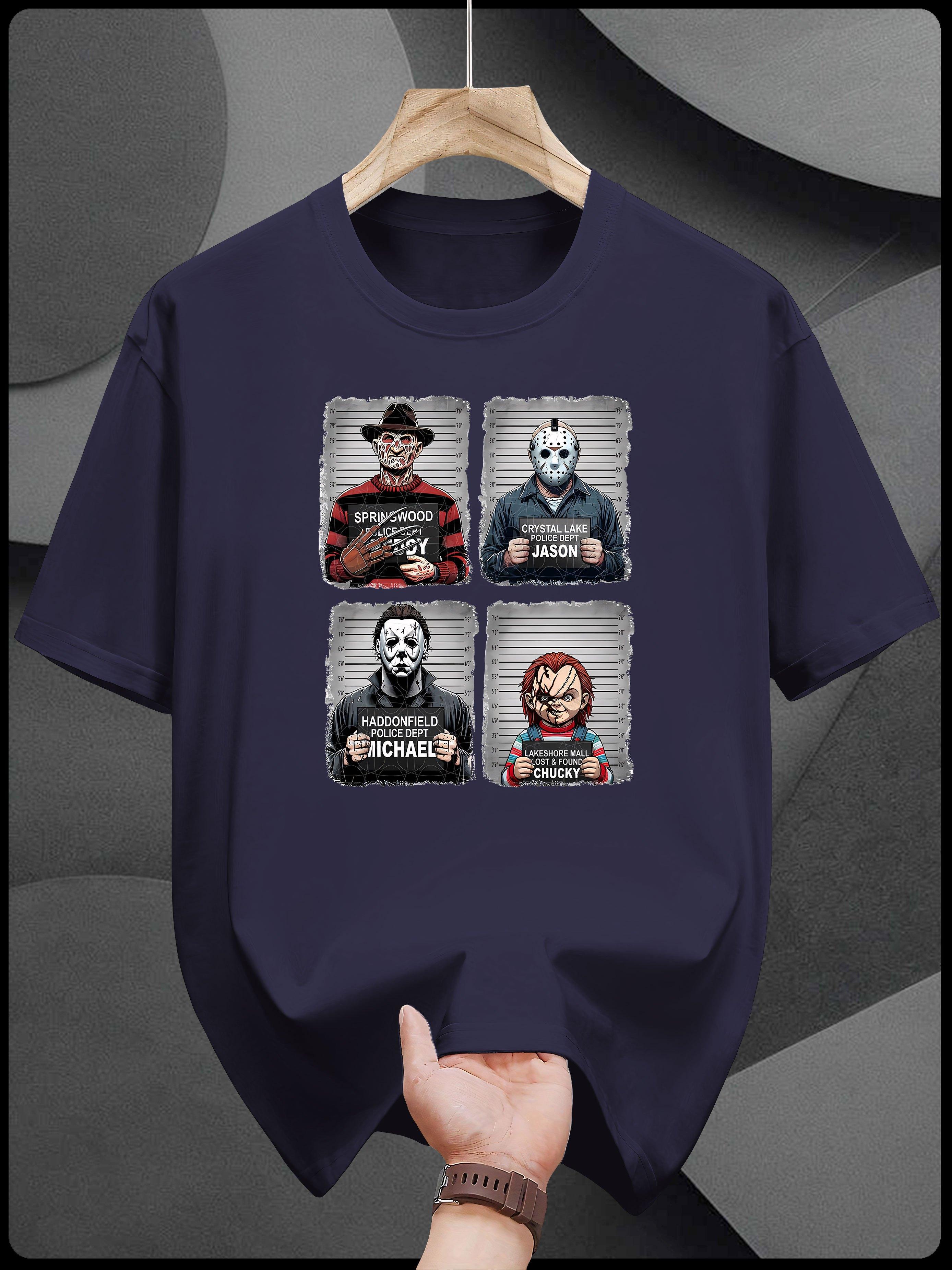 Heavyweight 200gsm Cotton T-shirt - Horror Icons Graphic Tee (Jason L
