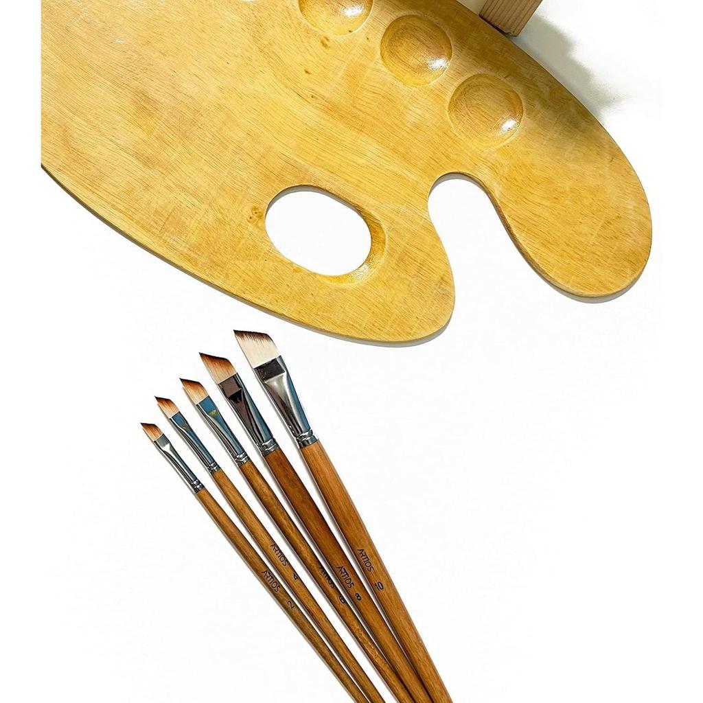 Angular Paint Brushes Set /Handmade Professional Artist Painting Brush Set for Acrylic, Watercolor, & Gouache Painting with Brush Holder