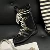 Fashion 2025 Latest Retro Knight Short Boots Women's Thick Soled Spring and Autumn Lace-up Western Boots Niche Low Heels Women Boots