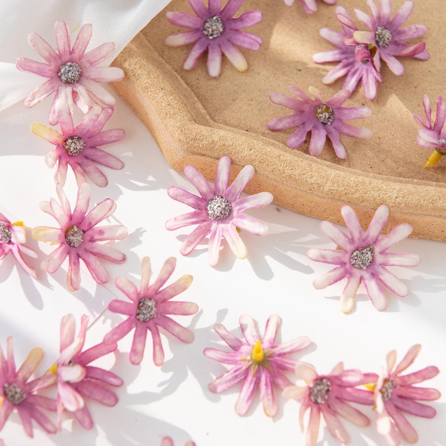 100Pcs 4Cm Fake Silk Daisy Head Wedding Party Christmas Crafts Wreath Home Decoration Diy Candy Box Scrapbook Artificial Flowers