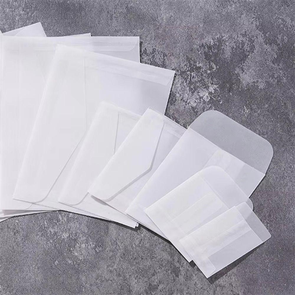 50Pcs/Pack Matte Frosted Vellum Paper Envelopes Simple Wedding Invitation Pouch  for Photos Storing