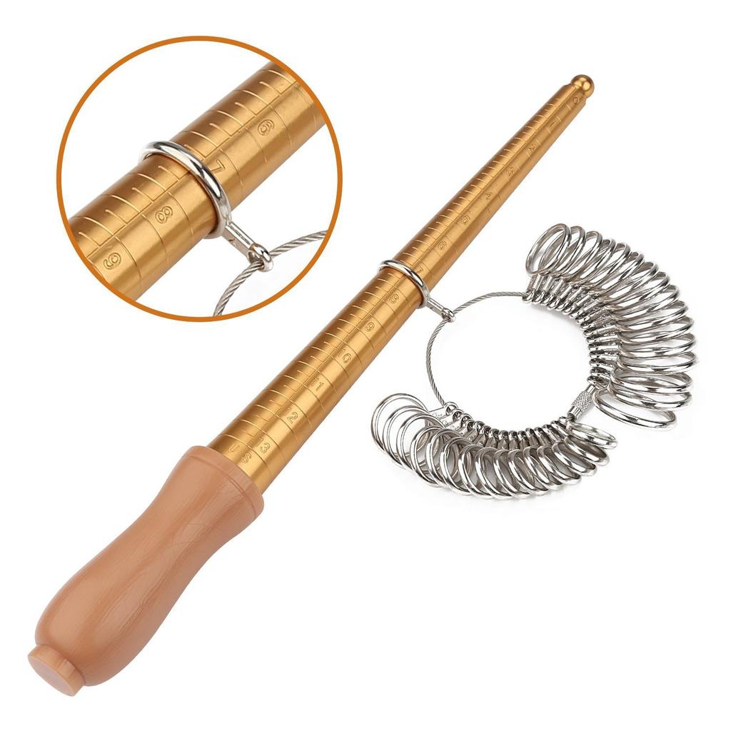 Plastic handle, electroplated copper rod, Mido ring, 0-13 size measuring ruler, ring finger size measurement