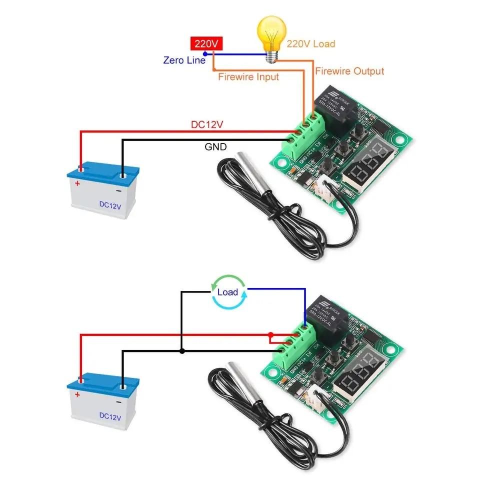 12V Temperature Controller Module with Case XH W1209 LED Display Digital Thermostat Module Waterproof NTC Probe -50~110℃