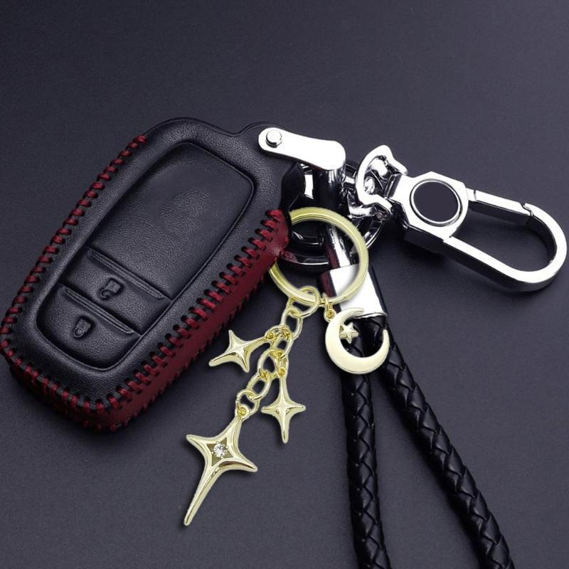 Inspired Alloy Keychain Pendant Featuring Star and Moon Openwork Pattern Compact Gift for Jewelry Lovers