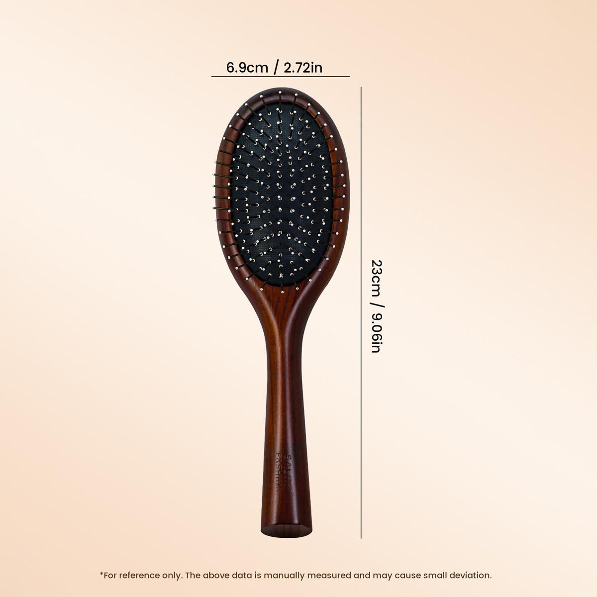 

Natural Wooden Paddle Hair Brush with Metal Bristles Scalp Massage Air Cushion Comb for Detangling Hair Growth Hair Care Tool