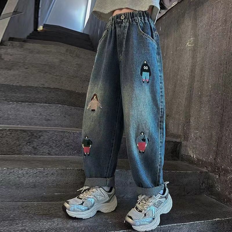 Girls' Pants Casual Jeans Spring and Autumn Wide Leg Pants Children's Loose Pants