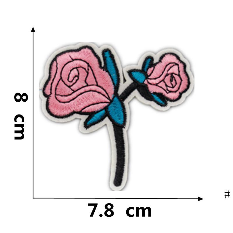 Rose Plum Blossom Embroidered Iron-On Fabric Patch for Clothing Decoration