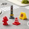 Miniature Building Accessories 8Pcs Mini Traffic Sign Figurines, Simulation Street Barrier Ornaments, Tiny DIY Scene Construction Kits Light,