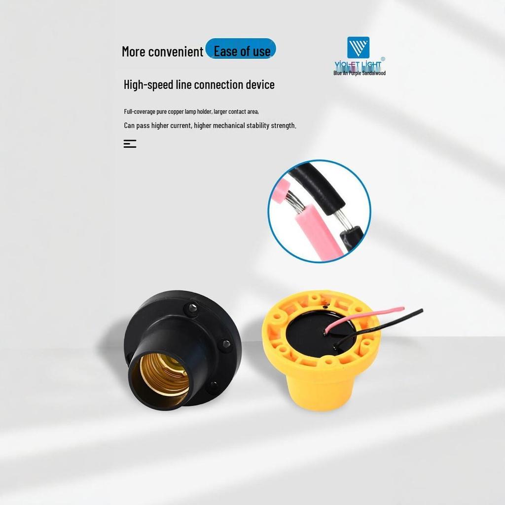 E27 Outdoor Waterproof Pure Copper Lamp Holder with Silicone Wire
