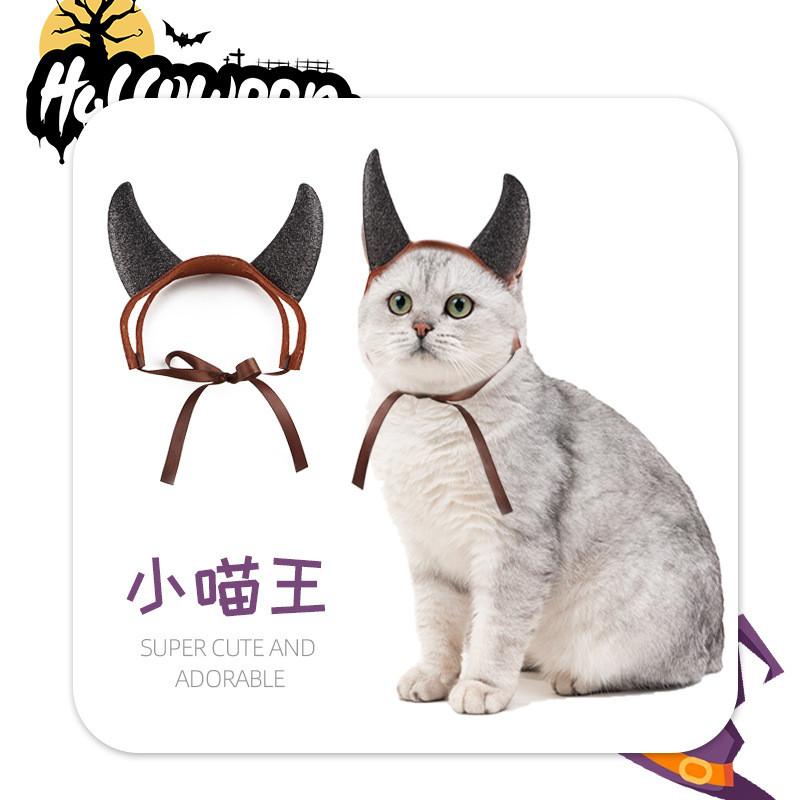 Entzückliches schwarzes und rotes Filz-Teufelshörner-Haarband für Haustiere, perfekt für Halloween-Partys