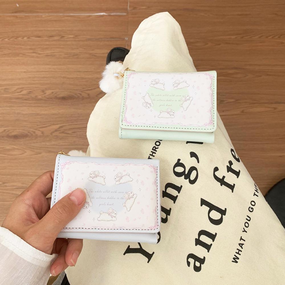 

Korean Style Rabbit Pocket Purse Wallet Plush Heart Three Fold Wallets Outdoor синій