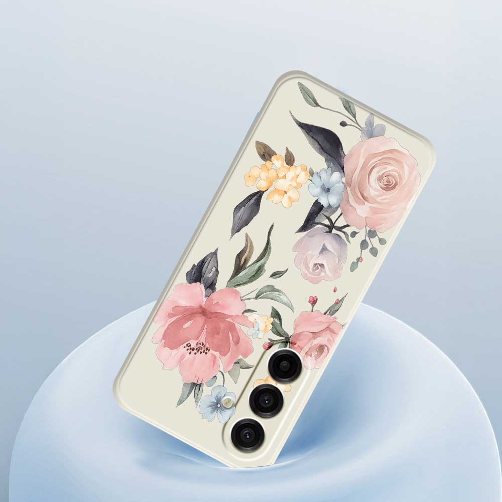 For Samsung Galaxy A17 5G Case Big Flowers Pattern Printing Straight Edge TPU Phone Back Cover