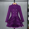 Women Double Breasted Victorian Steampunk Blazer Coat Gothic Tuxedo Tailcoat Jacket with Lace Hem Halloween Wedding Uniform Costume