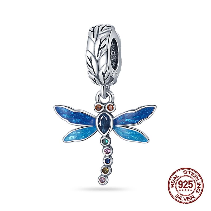 Compatible With 3MM Authentic Bracelets copper Colorful Dragonfly Flower Gem Butterfly Charm Bead Charms Bead Charms Fine Do It Yourself Jewellery Mak