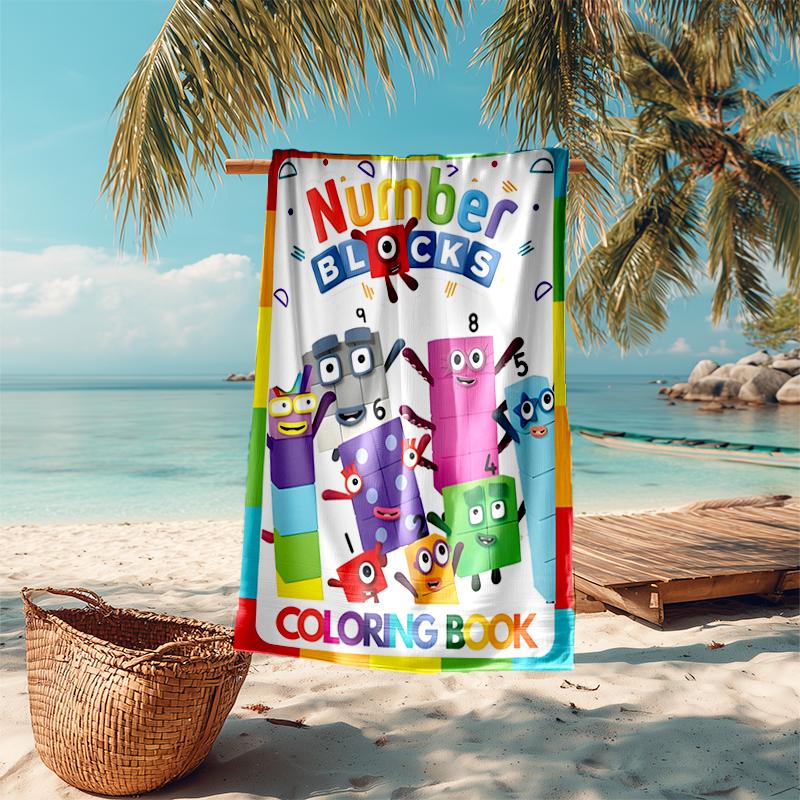 Beach Towel with Numberblocks7 Pattern - soft,absorbent,machine washable Lightweight&Modern,swimming,Travel Essentials