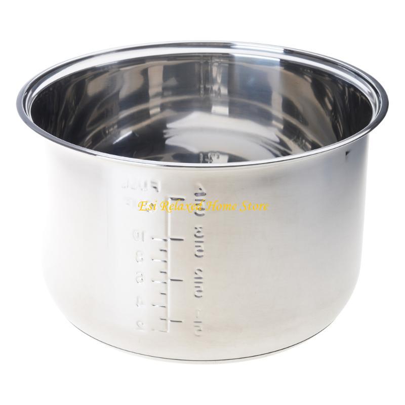 B46E 304 Stainless Steel Rice Cooker Inner Pot Dishwasher Safe Inside Bowl With Even Heating Base Replacement Accessory