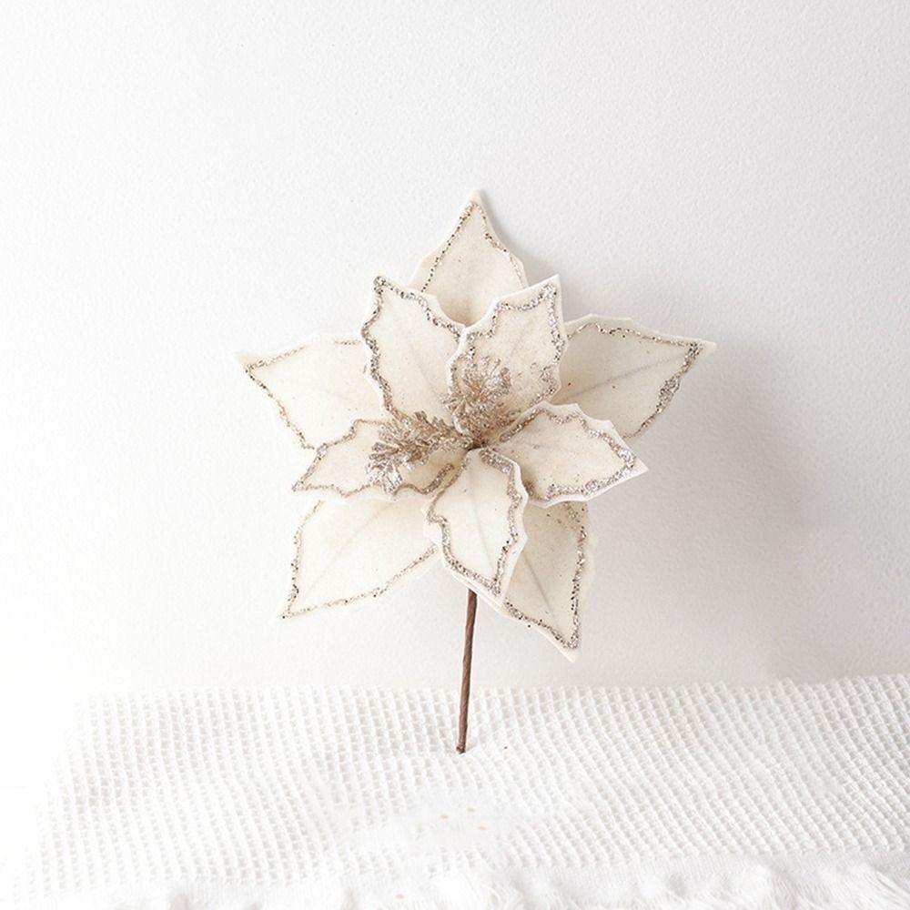 Large Size Festive Glitter Flower High-grade Xmas Tree Decorations New Artificial Xmas Flower