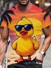 (Selection) Summer Fashion Men's Short Sleeve-Shirt, Beach Vacation Duck Pattern 3D Print Men's Crew Neck-Shirt, PLUS SIZE