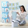 4pcs Blue Baby Shower Box Baby Balloon Box 1st Birthday Party Decor Kids Teddy Bear Baby Shower Boy Girl Gender Reveal Decor
