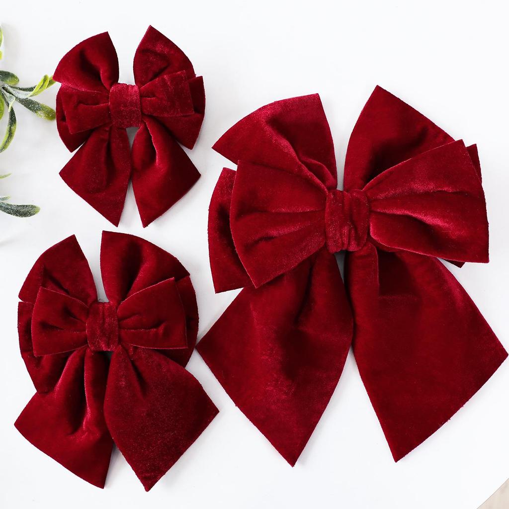 Plush Six-Ear Bow Indoor Christmas Decoration Pendant