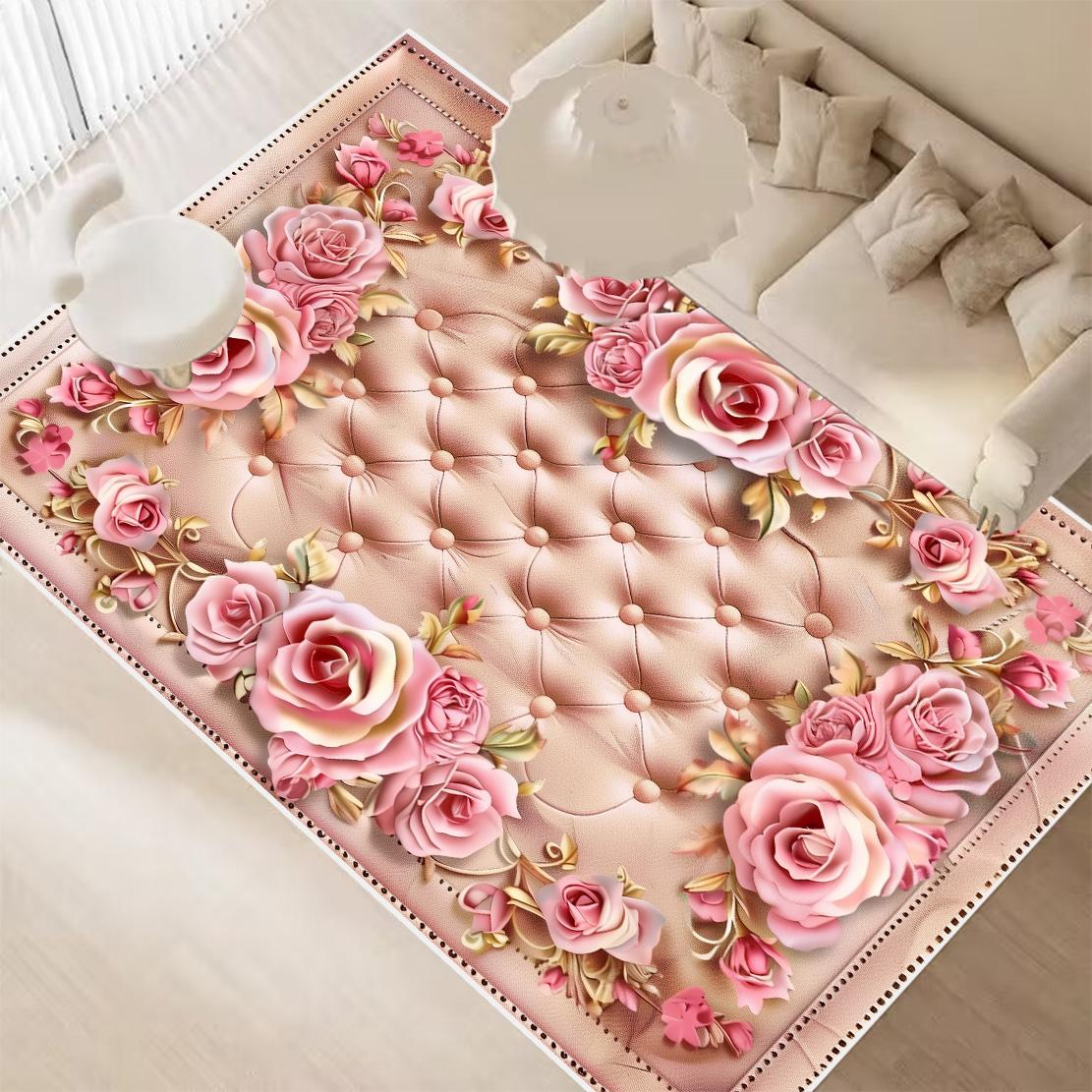 3D Bloemen Moderne Tapijten voor Woonkamer Decoratie Huis Ins Licht Luxe Kleden voor Slaapkamer Antislip Wasbare Garderobe Vloermat 140*200cm