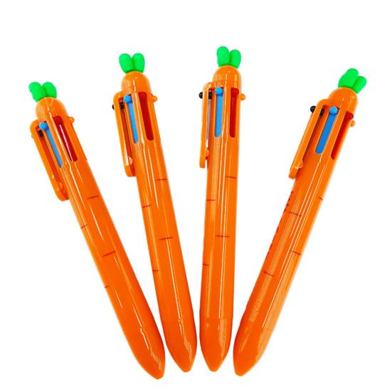 Signing Pen Creative Carrot Shape Ballpoint Pen 6 Color Retractable Pen Smooth Writing Stationery Pen for School