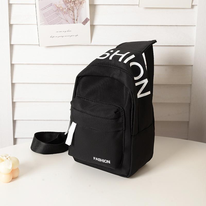 Trendy Children s Canvas Crossbody Bag With Stylish Letter Design For Boys чёрный