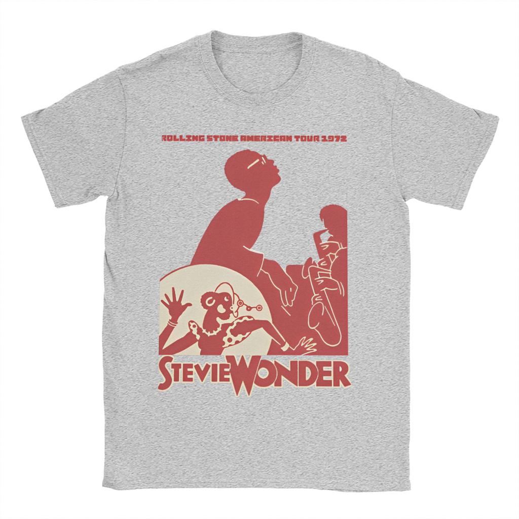 Herren 2025 Heißer Sommerverkauf STEVIE WONDER T-Shirt Reine Baumwolle Kleidung Neuheit Kurzarm O-Ausschnitt T-Shirts Sommer T-Shirt