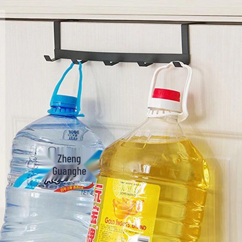 Iron Art No-Punch Seamless Door Hook Rack – 5 Multi-functional Hooks for Bags, Clothes, and Hats