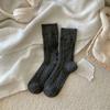 Wool Socks Children'S Twist Retro Trendy Simple Solid Color Medium Tube Socks Gray Thickened Stacking Socks