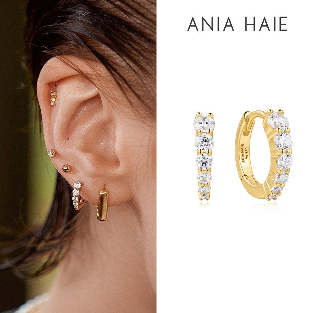 [Worn by Jang Na-ra and Kwon Eun-bi] Gold Gradient Pave 925 Silver Ring Earrings E061-06G