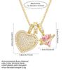 Heart-shaped Zircon Inlaid Copper Necklace with Full Diamond Pendant - Hip Hop Style