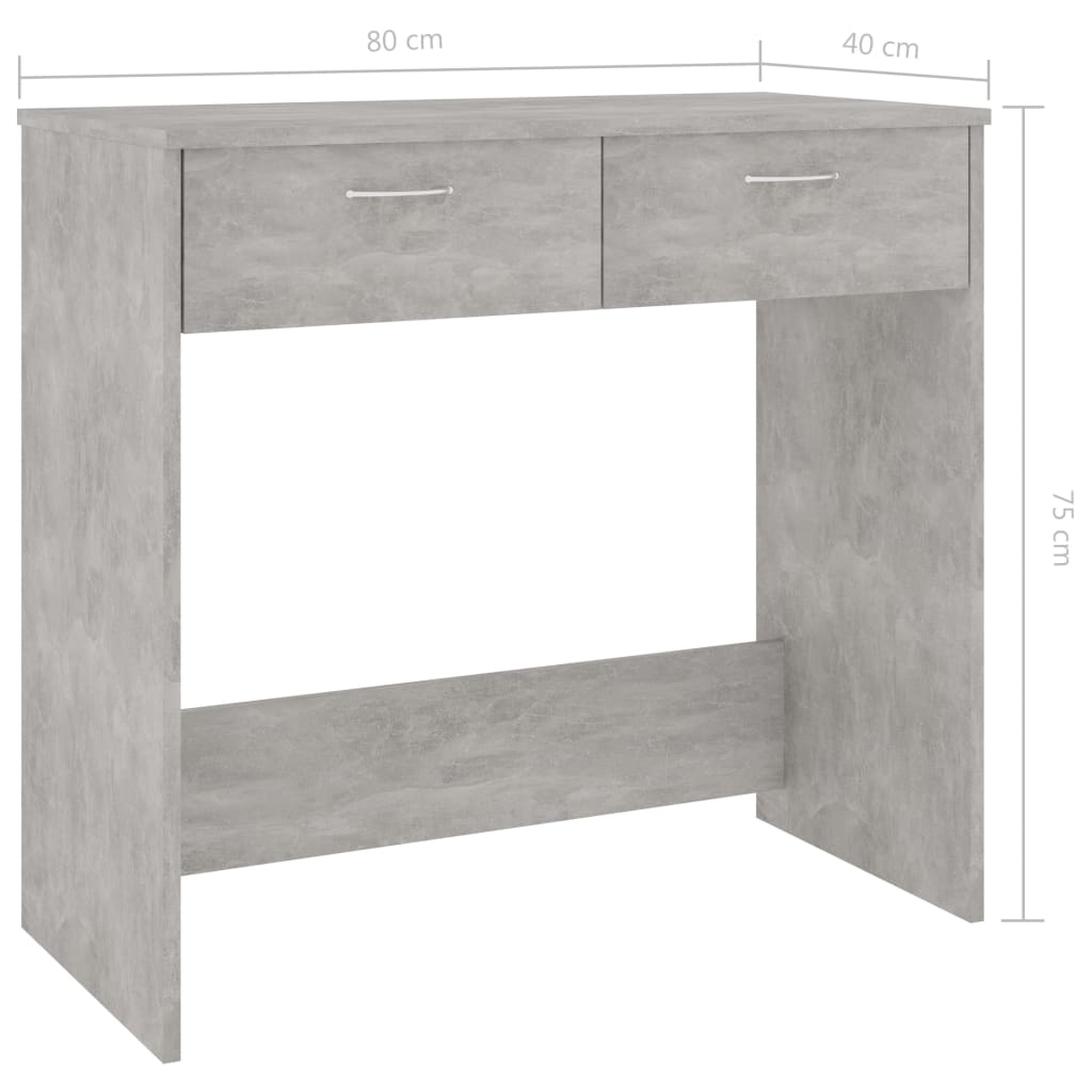 Desk Concrete Grey 80 X 40 X 75 Cm Particleboard