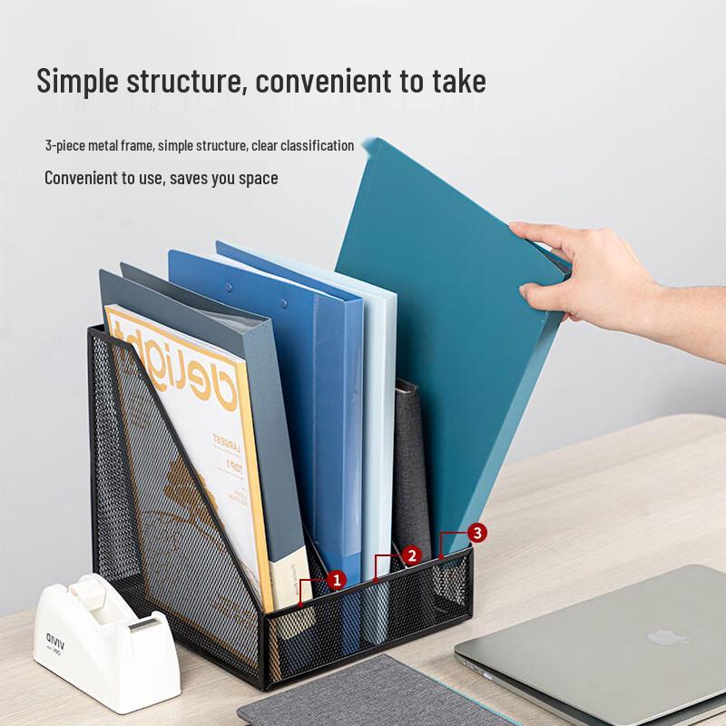 Deli Three-Tier Metal Mesh Desktop File Holder
