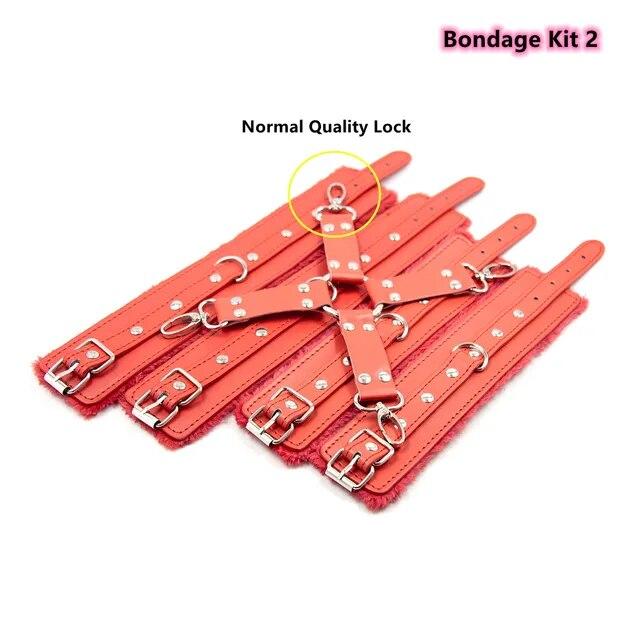 Bondage Set BDSM Kit of Adjustable Leather Handcuffs Sex Toys with Cross Lock for Men Women Fetish Adult Games Erotic Accessory