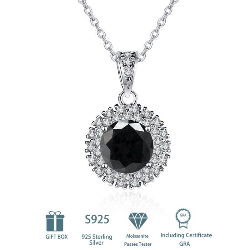 

Tancision S925 стерлингового серебра Муассанит Роскошное индивидуальное ожерелье с подвеской женское классическое ожерелье прилив вечерние подарок 1CT чёрный