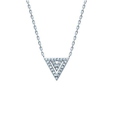 [M7600] - Silver Necklace 'Sissi' White (triangle) Rhodium-plated - 11x10 Mm