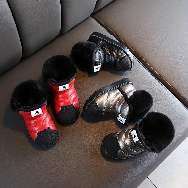 Girls Boys Kids Winter Thick Snow Boots Leather Shoes
